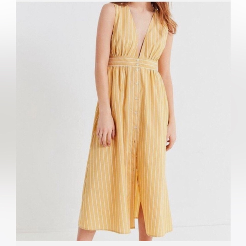 Urban Outfitters Mustard Striped Midi Dress